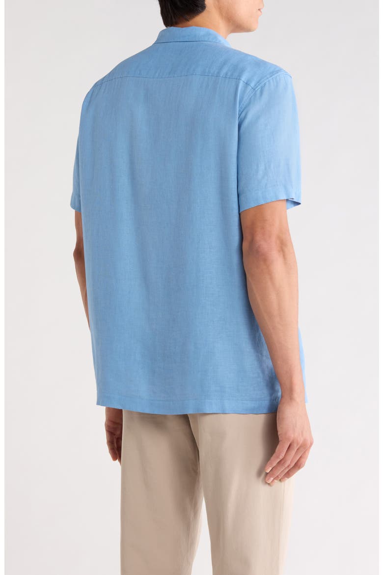 Castaway Slub Linen Blend Camp Shirt, Alternate, color, COASTLINE