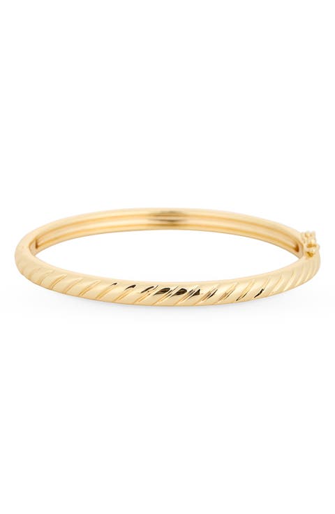 Demi Fine Ribbed Hinged Bangle Bracelet