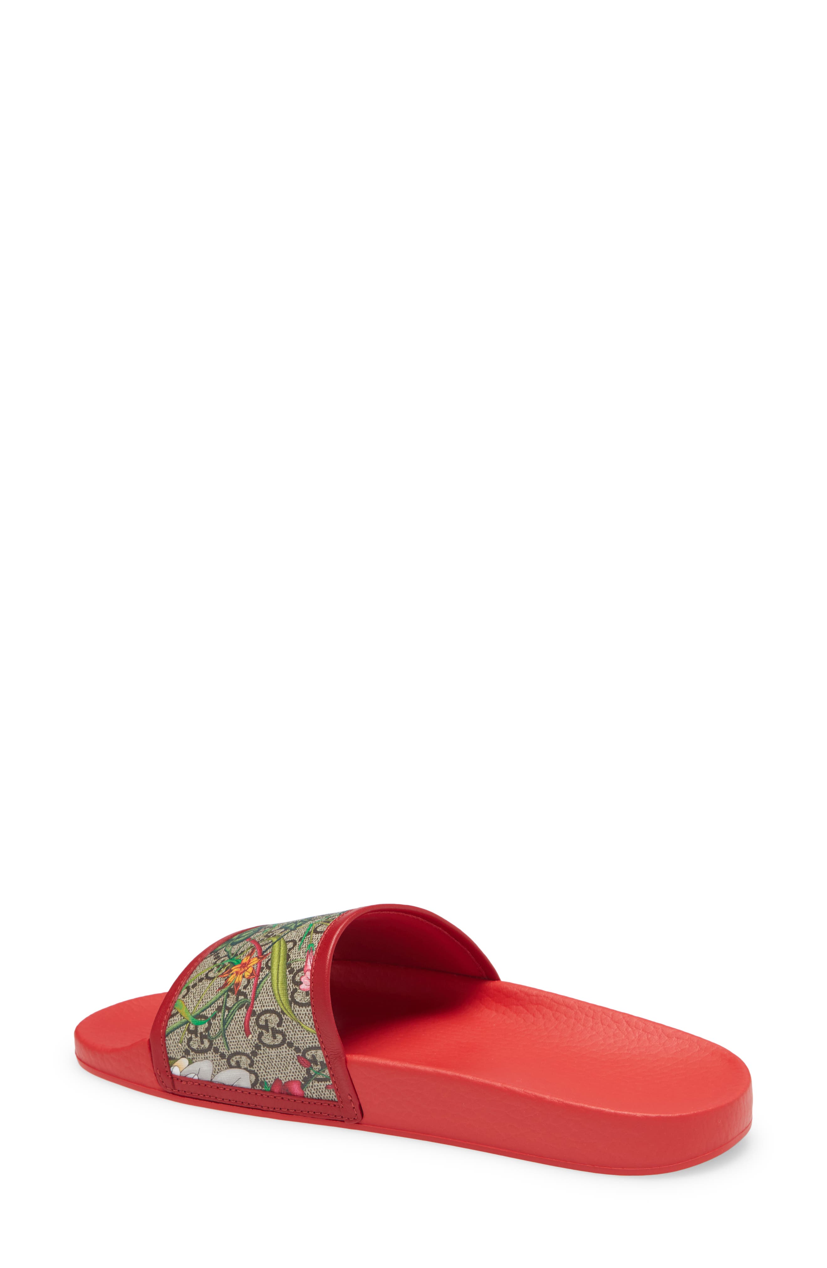 Floral GG Supreme Slide Sandal, Alternate, color, RED