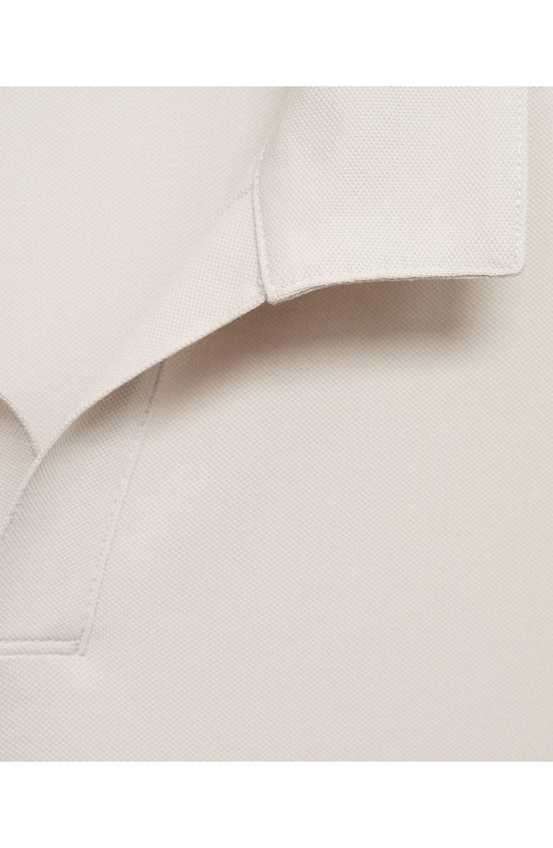 MANGO Solid Johnny Collar Cotton Blend Piqué Polo, Alternate, color, Ivory White