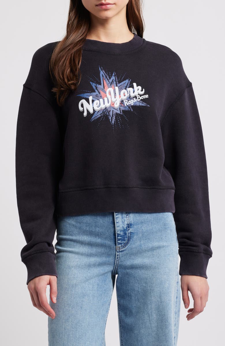 rag & bone Terry Sweatshirt, Main, color, Black Multi