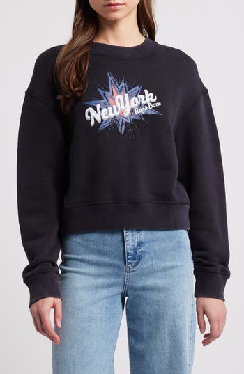 Rag & Bone Cropped Vintage New York Sweatshirt In Multi