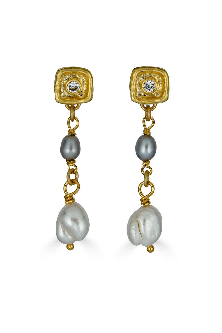 Two tone Rice Baroque Earring, Main, color, Gold