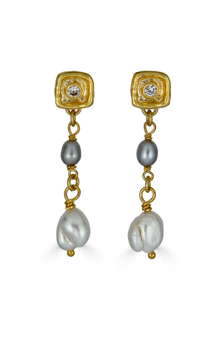Loni Paul Jewelry Two tone Rice Baroque Earring, Main, color, Gold