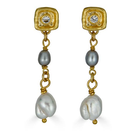 Two tone Rice Baroque Earring