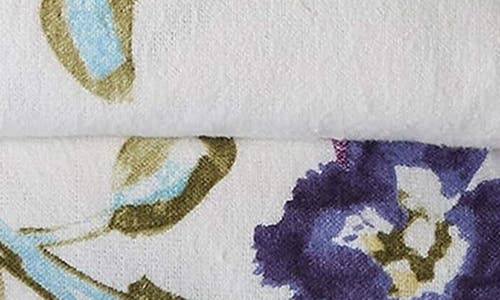 Azores Home Floral Garden Cotton Flannel Sheet Set In White