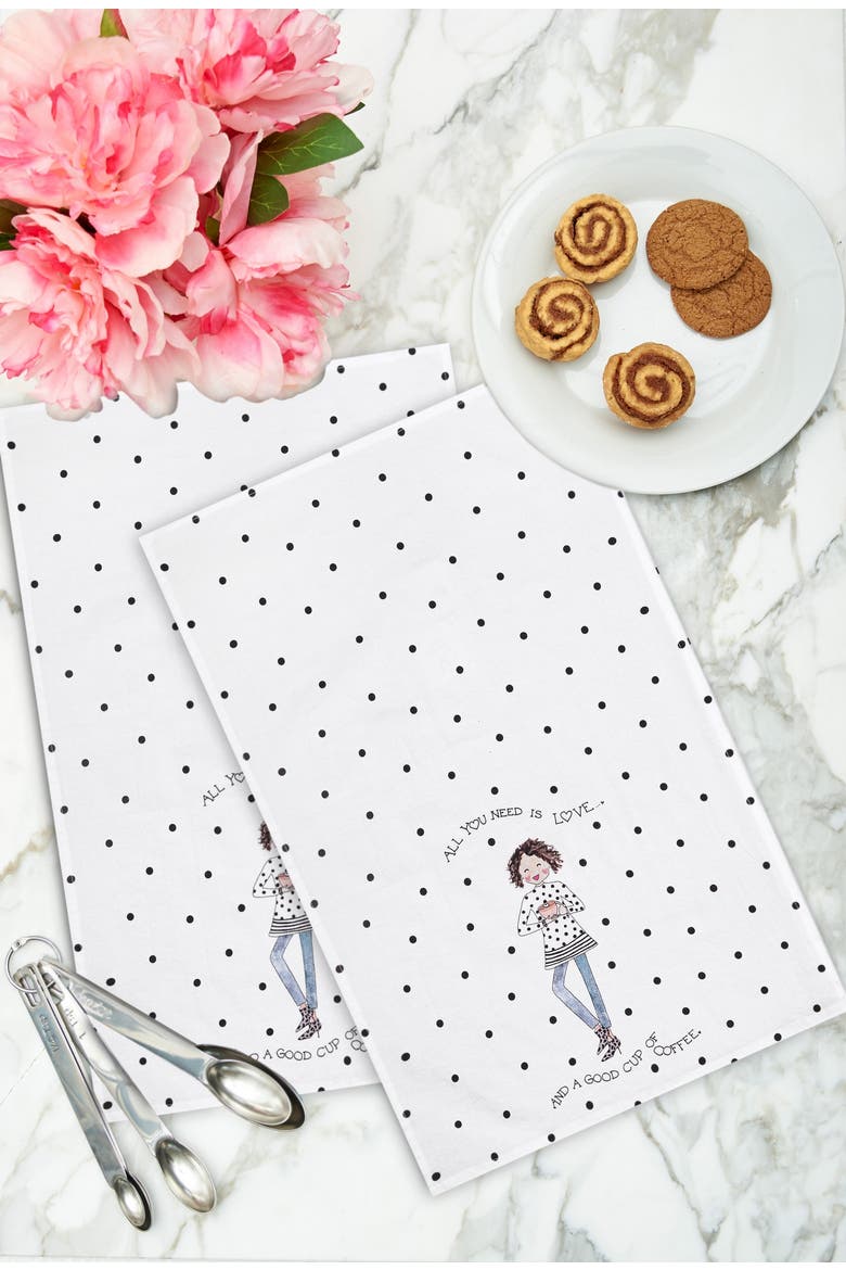 Love You Latte Printed Flour Sack Kitchen Towel, Alternate, color, White