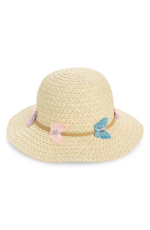 Kids' Butterfly Straw Floppy Hat (Big Kid)