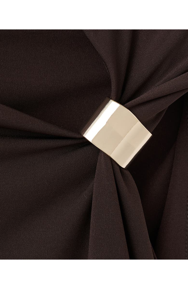 MANGO Asymmetric Neck Minidress, Alternate, color, Brown