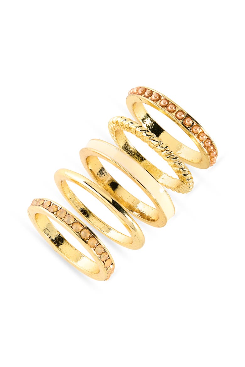 Mixed Texture Set of 5 Rings, Main, color, GREY PEARL- NEUTRAL