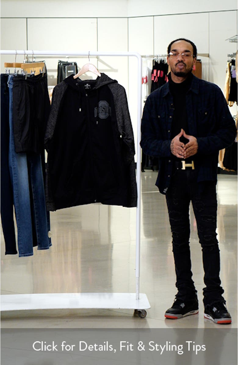 Men's Colosseum Black Ohio State Buckeyes Blackout 3.0 Tonal Raglan Full-Zip Hoodie, sales video thumbnail