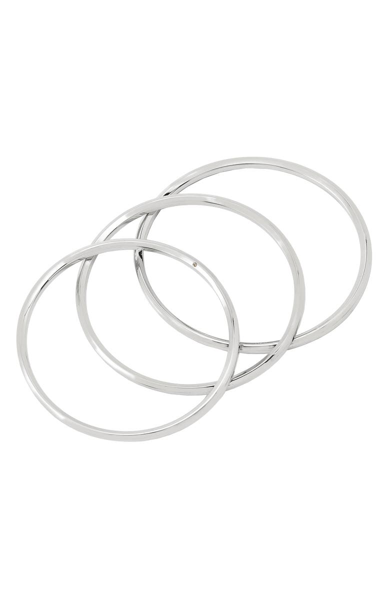 AllSaints Set of 3 Bangle Bracelets, Alternate, color, Rhodium