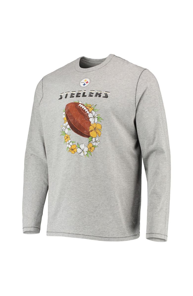 Tommy Bahama Men's Tommy Bahama Heathered Gray Pittsburgh Steelers Sport Lei Pass Long Sleeve T-Shirt, Alternate, color, 