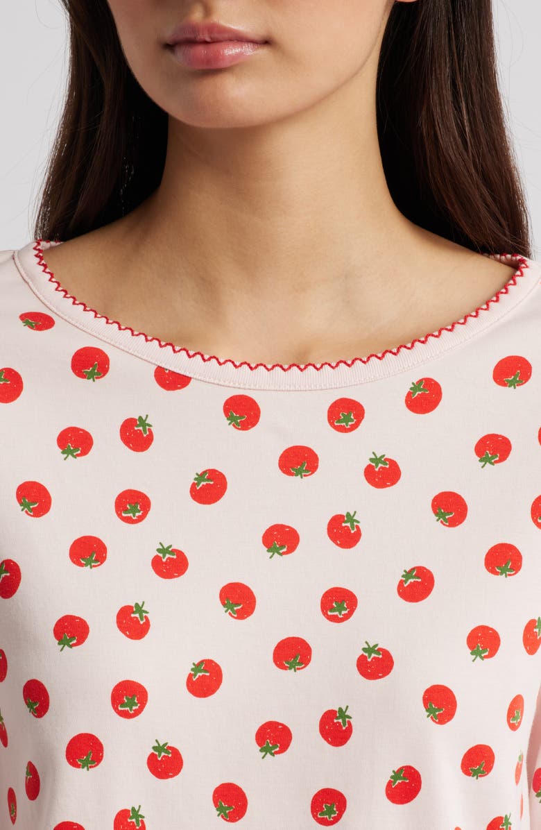 COZYLAND Ellie Tomatoes Pima Cotton Pajamas, Alternate, color, Juicy Tomatoes