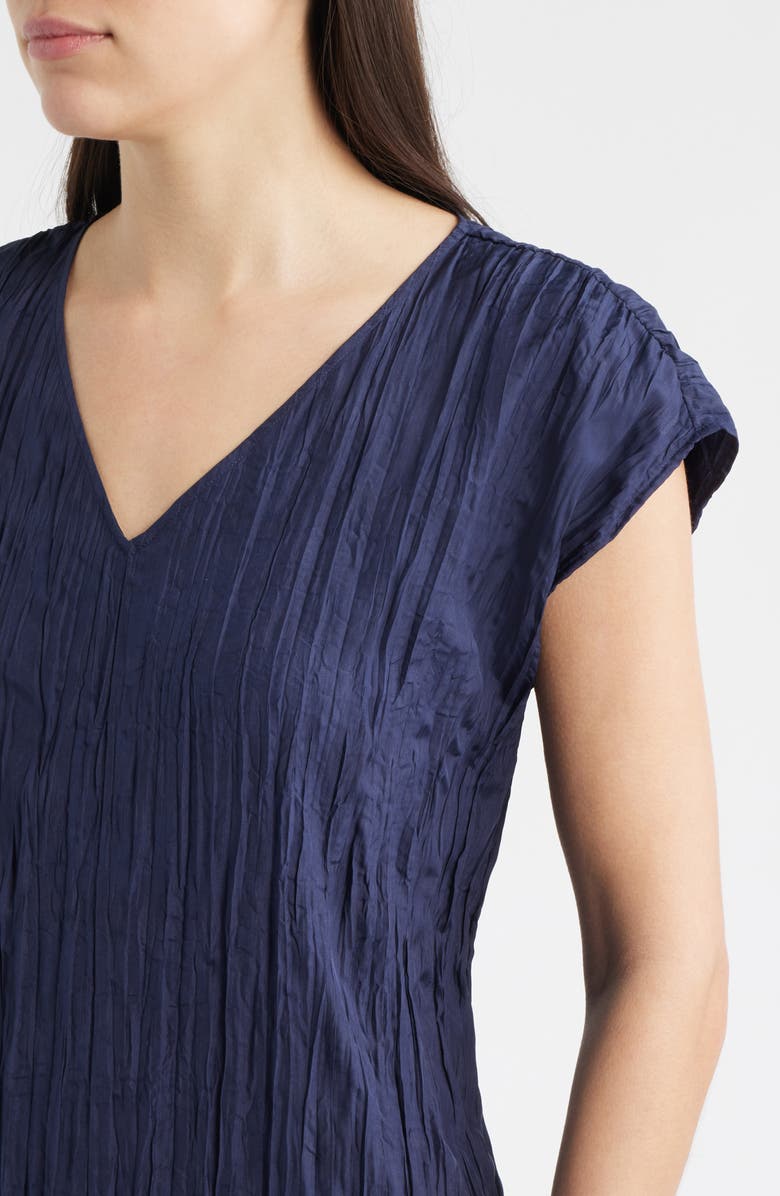 Eileen Fisher Cap Sleeve Silk Maxi Dress, Alternate, color, Ink