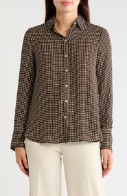 MAX STUDIO Printed Long Sleeve Button-Up Shirt