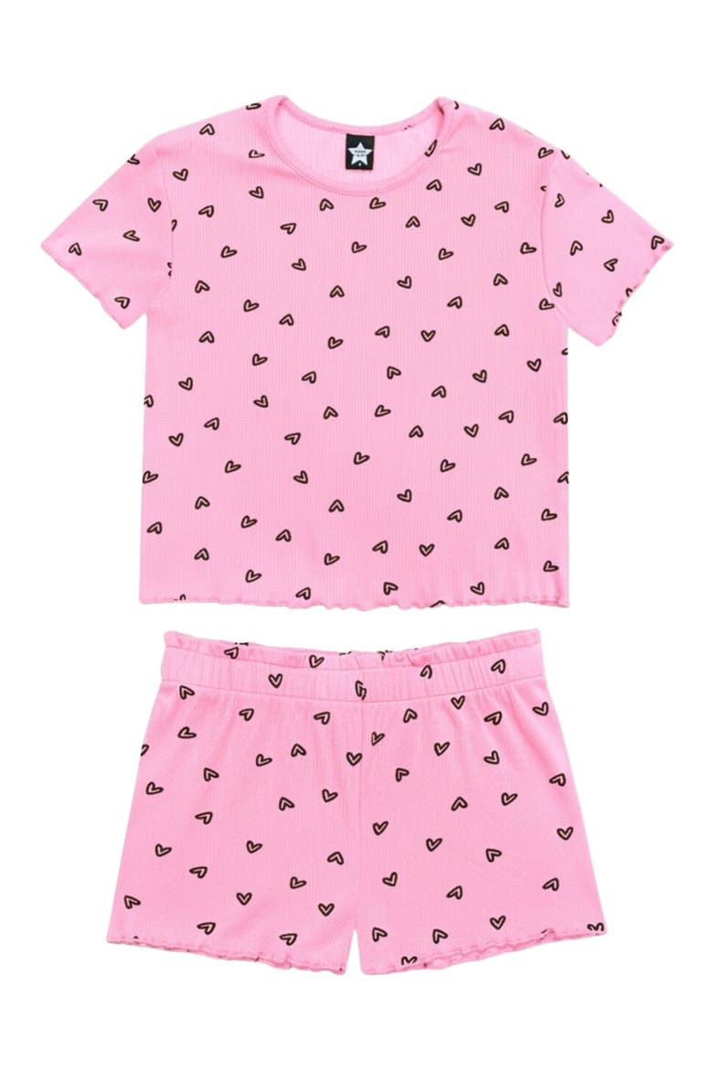 Kids' 2-Piece Easy Tee & Shorts Set, Main, color, NEON PINK