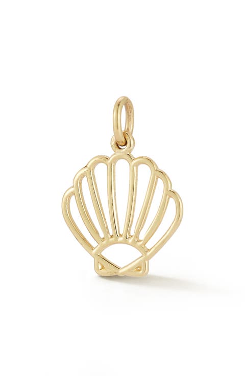 14K Gold Shell Charm Pendant