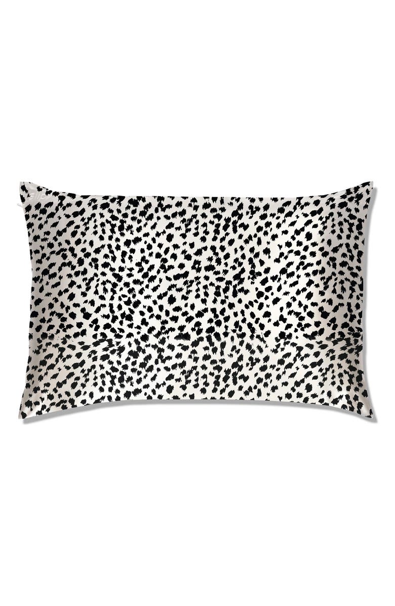 slip <sup>™</sup> for beauty sleep<sup>™</sup> Black & White Leopard Pillowcase, Main, color, 