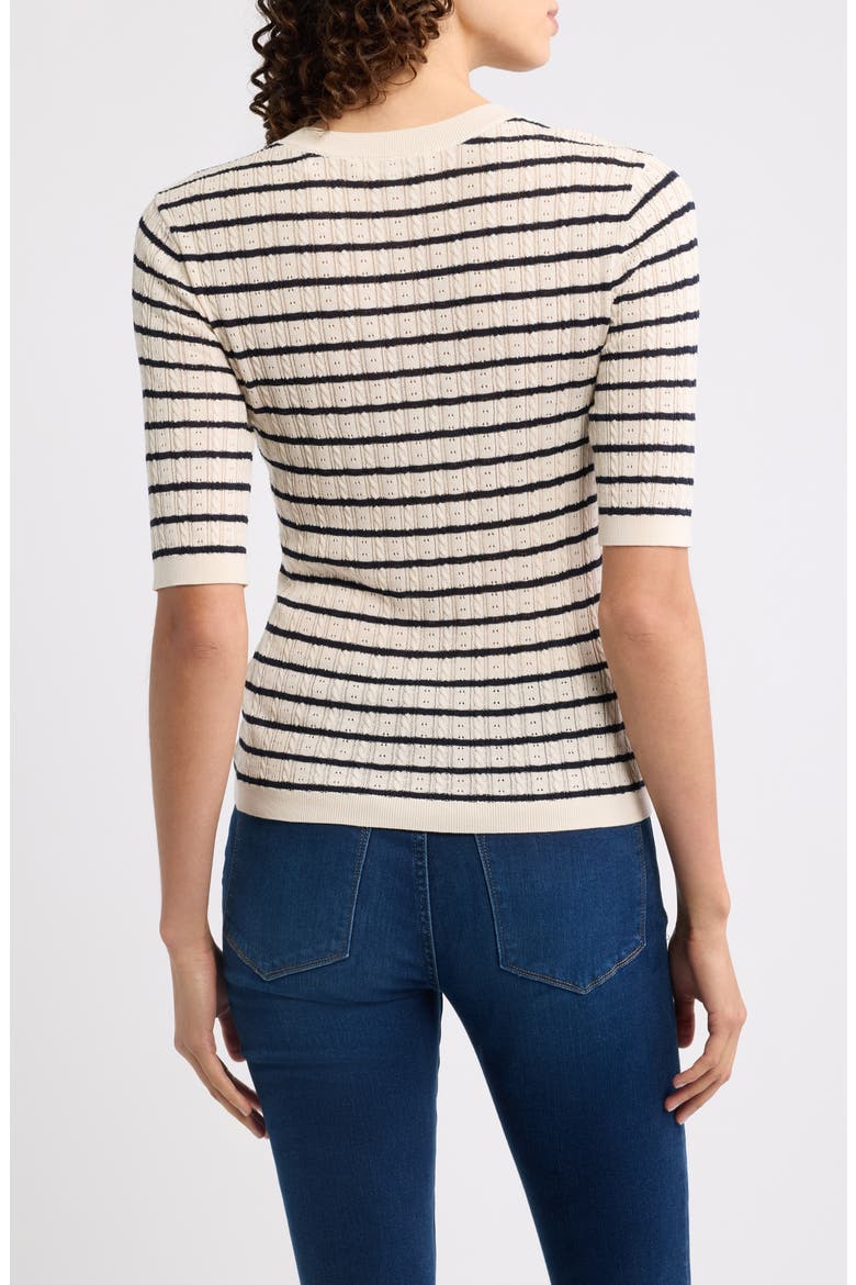 The Pointelle Crewneck Top, Alternate, color, CREAM STRIPE