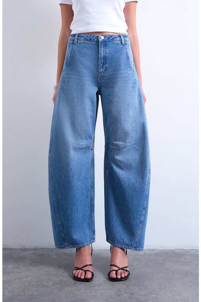 High Waist Barrel Jeans, Main, color, MEDIUM BLUE
