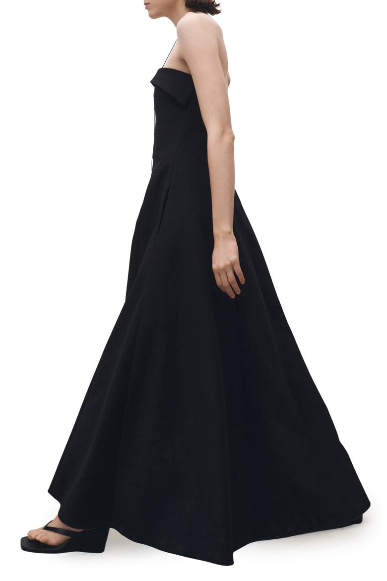 Strapless Fit & Flare Maxi Cocktail Dress, Alternate, color, BLACK