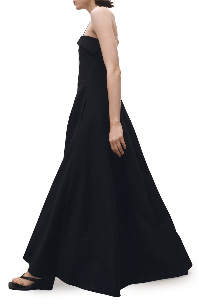 MANGO Strapless Fit & Flare Maxi Cocktail Dress, Alternate, color, Black
