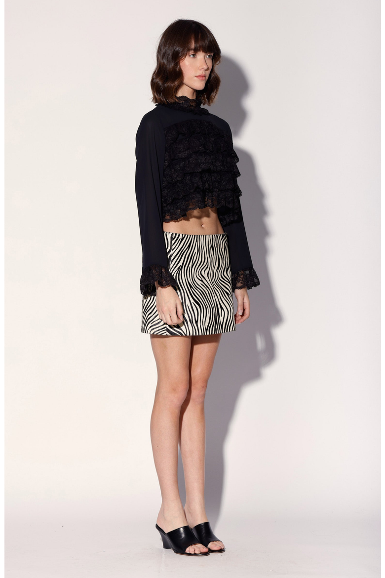 Lana Leather Skirt, Alternate, color, Zebra Calf Hair