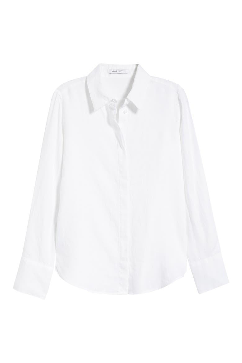 Samara Linen Button-Up Shirt, Alternate, color, WHITE