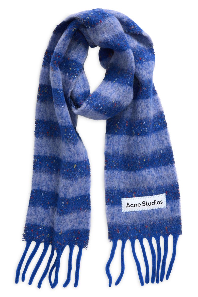 Stripe Alpaca Blend Fringe Scarf, Main, color, BLUE/ AQUA