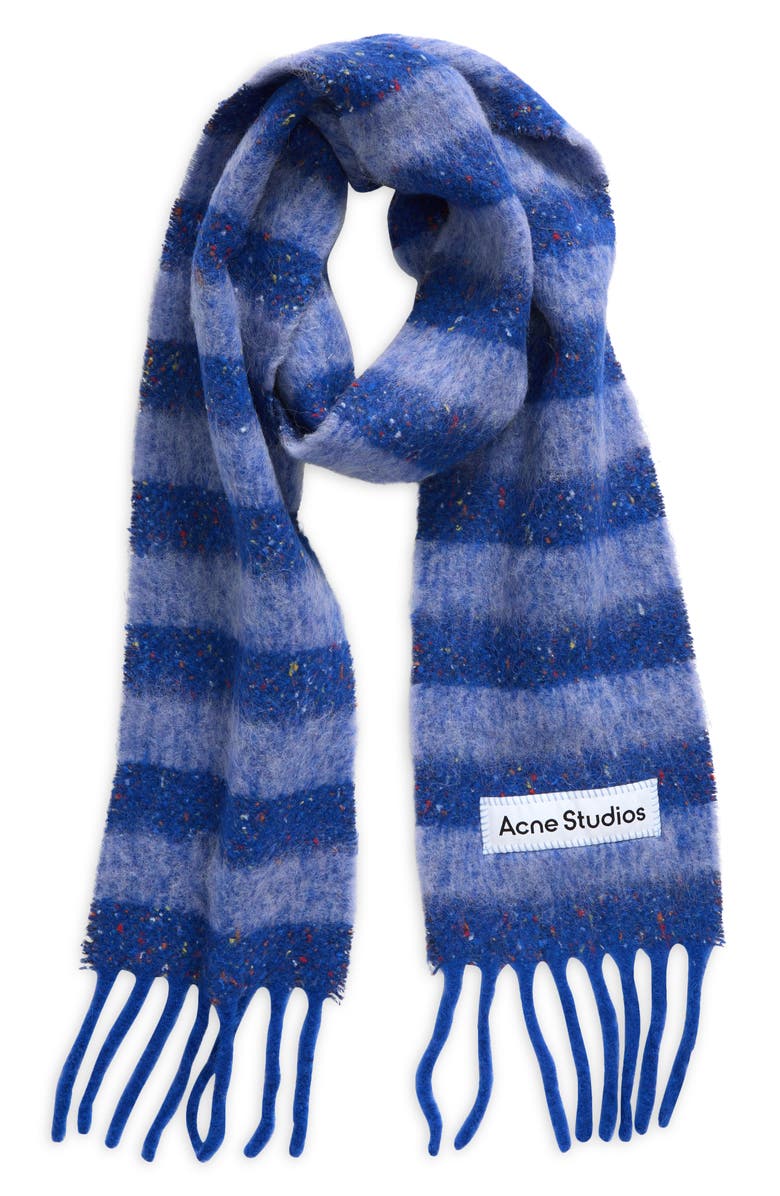 Acne Studios Stripe Alpaca Blend Fringe Scarf, Main, color,