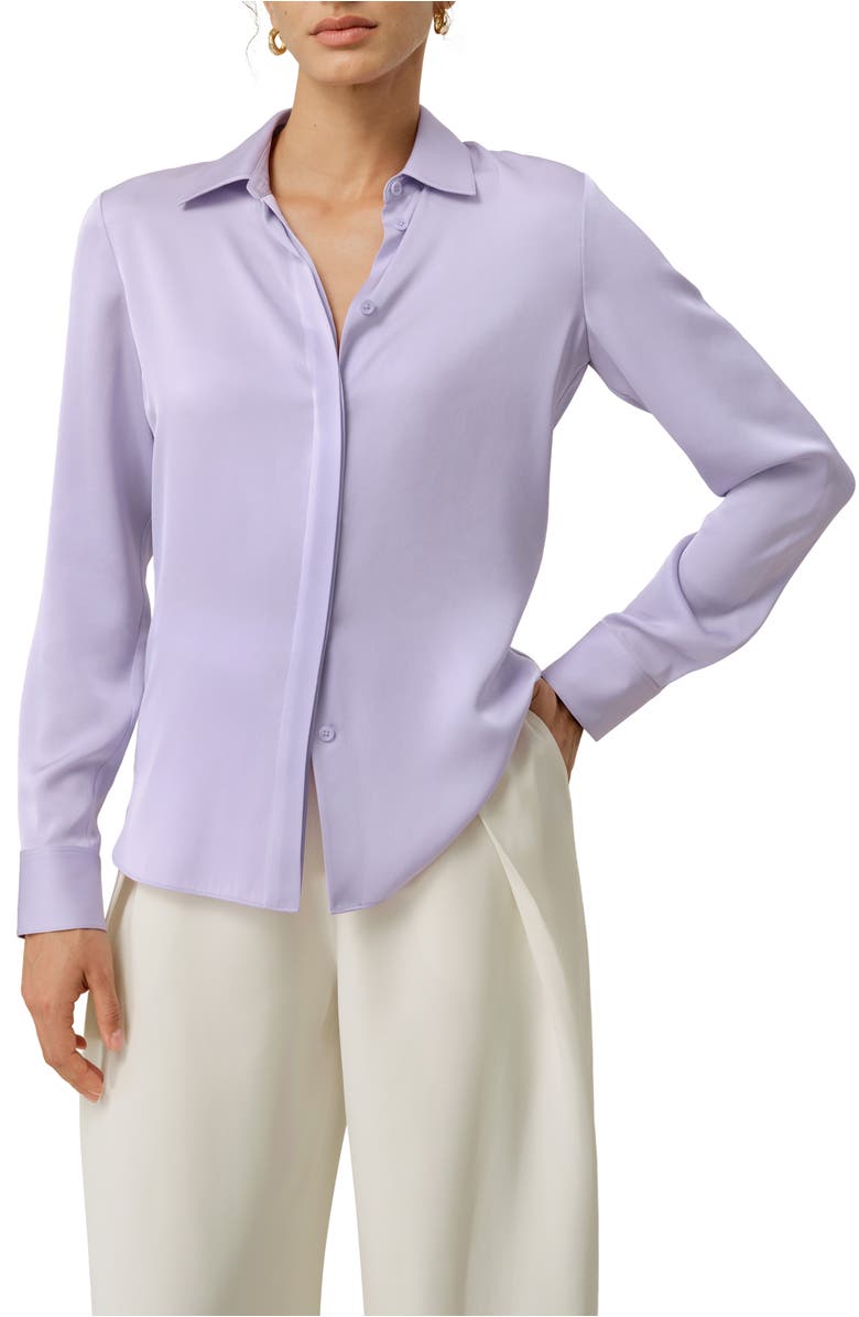 Lilysilk Stretch Double Georgette Shirt, Main, color, Orchid Petal