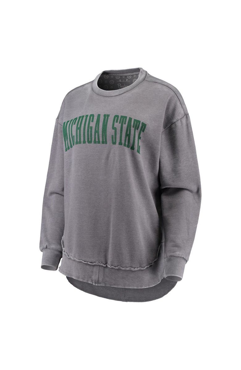 PRESSBOX Women's Pressbox Heather Gray Michigan State Spartans Vintage Wash Pullover Sweatshirt, Alternate, color, Heather Gray