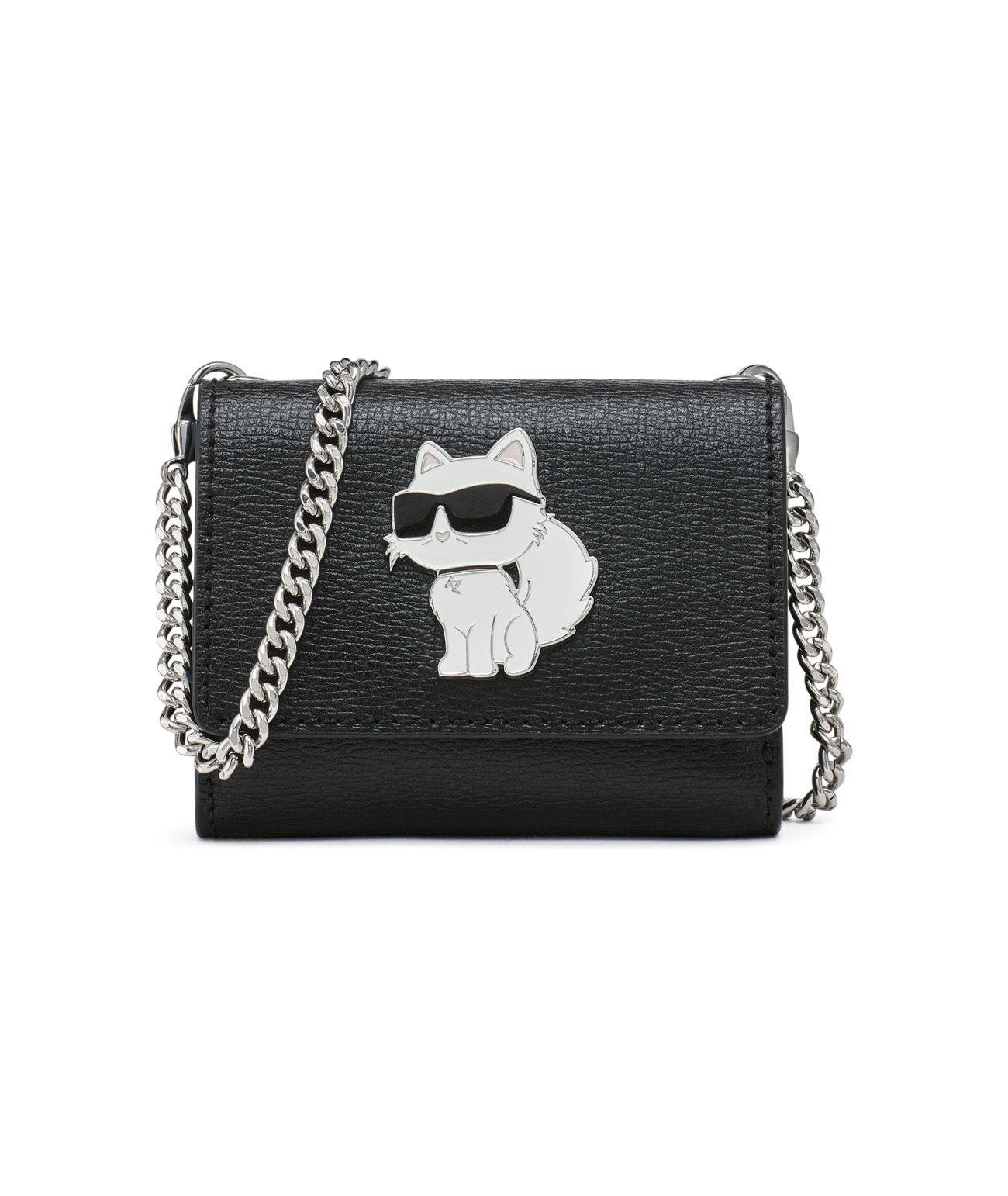 KARL LAGERFELD PARIS Wallet on a Chain, Main, color, White/Black 2