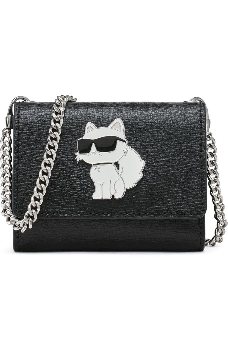 KARL LAGERFELD PARIS Wallet on a Chain, Main, color, White/Black 2