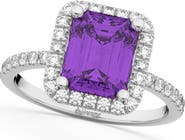 ALLUREZ Lab Amethyst & Diamond Engagement Ring 14k