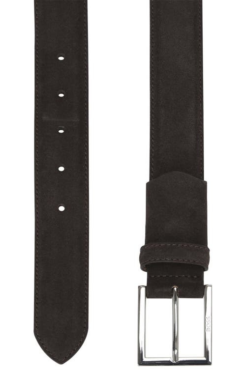 Hugo Boss Boss Dressletic Suede Belt In Dark Brown