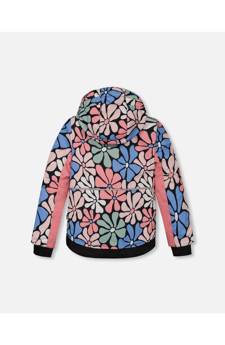 Deux par Deux Girl's Two Piece Snowsuit Printed Retro Flowers With Pink, Alternate, color, 