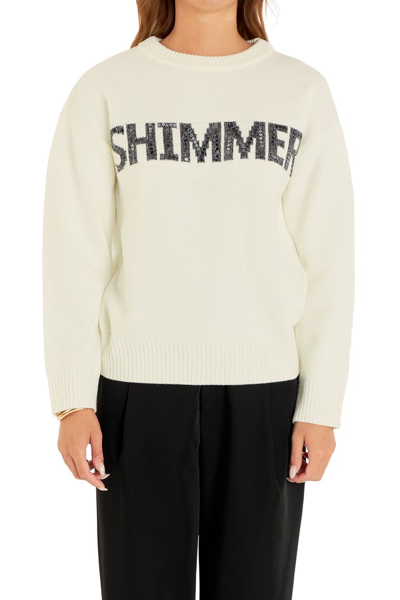 Sequin Sweater, Alternate, color, OFF WHITE