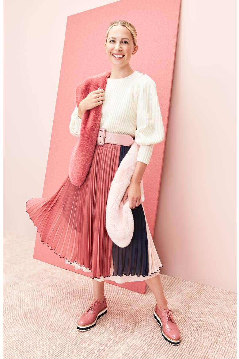 x Atlantic-Pacific Colorblock Pleated Midi Skirt, Alternate, color, PINK- NAVY COLORBLOCK
