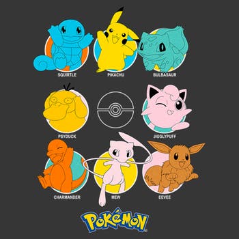 Boy's Pokemon Character Circles  Graphic T-Shirt