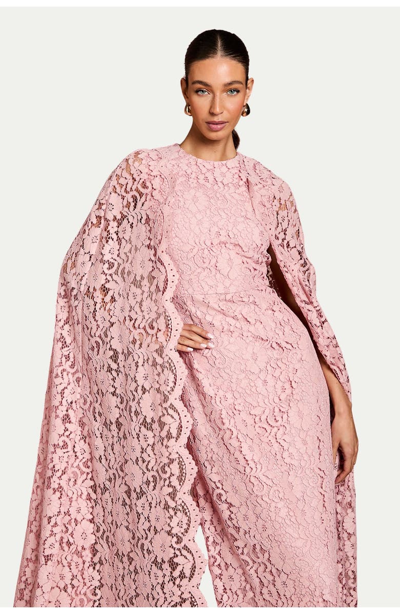 Coast Lace Cape Gown, Alternate, color, Blush
