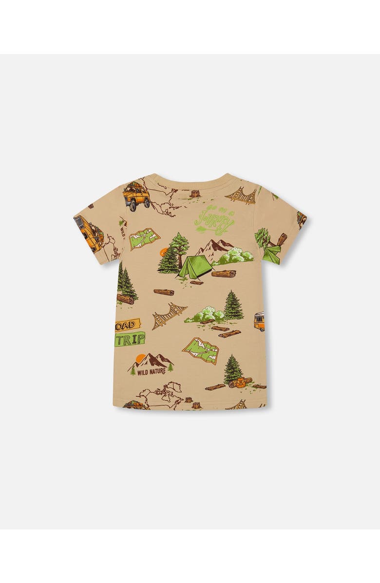 Deux par Deux Little Boy's Printed Organic Cotton Tee Camping Beige, Alternate, color,