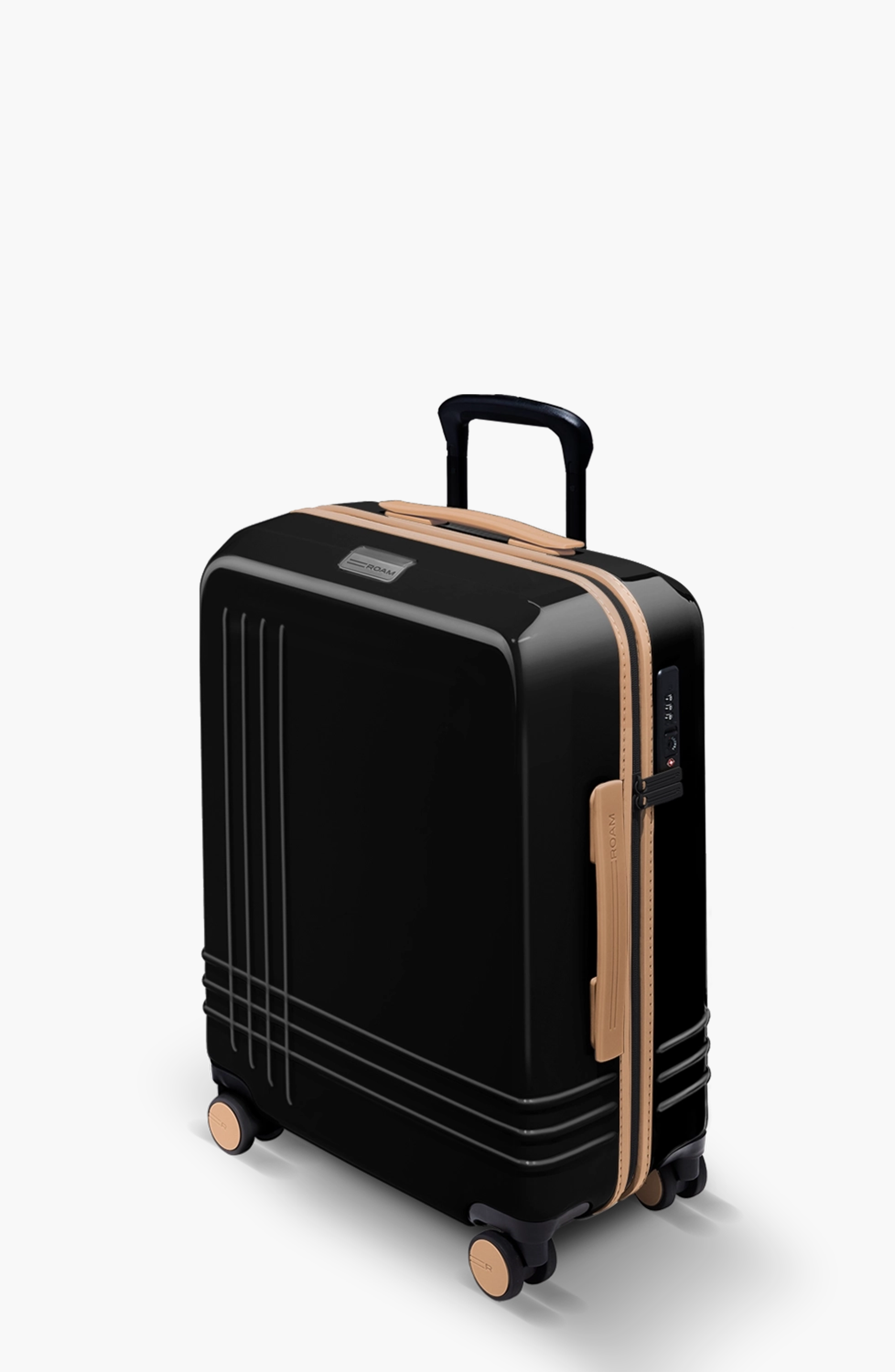 ROAM Luggage Large Carry-On Luggage, Alternate, color, Black Gloss / Tan Trim