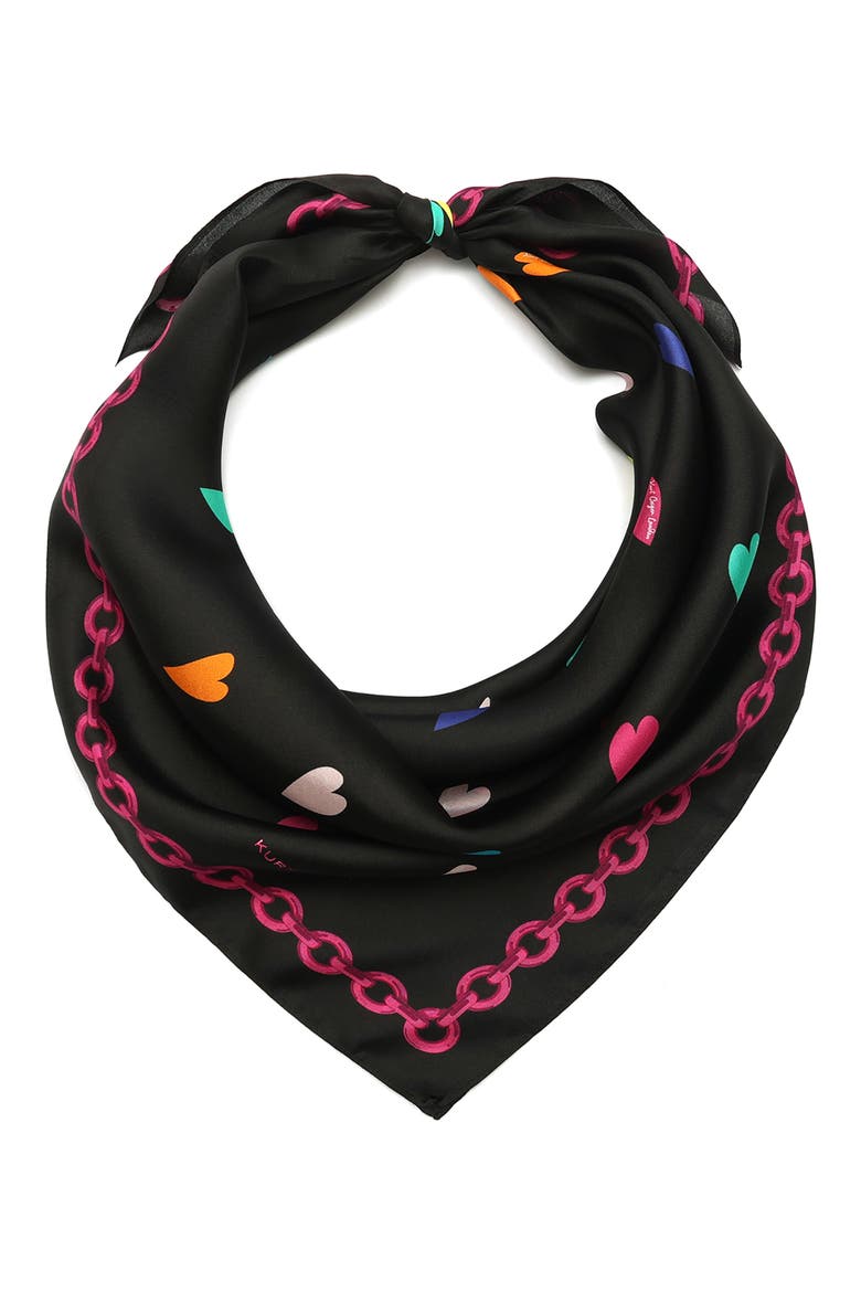 Rainbow Hearts Large Square Silk Scarf, Main, color, CLASSIC RAINBOW