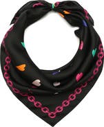 Kurt Geiger London Rainbow Hearts Large Square Silk Scarf