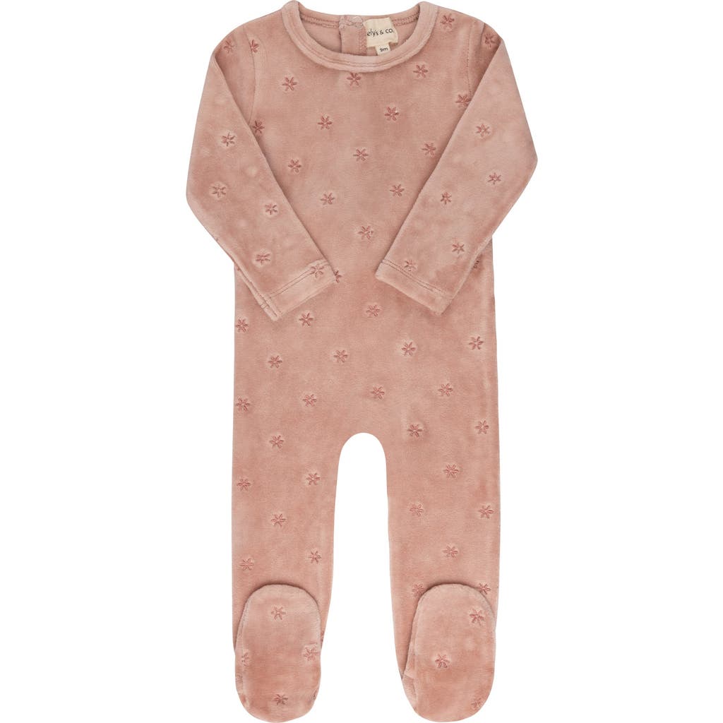 Ely's & Co. Velour Embroidered Floral Collection In Brown