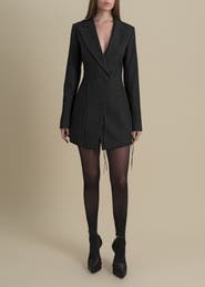 Contessa Mills Jupe Structured Twill Leather-Piped Dress