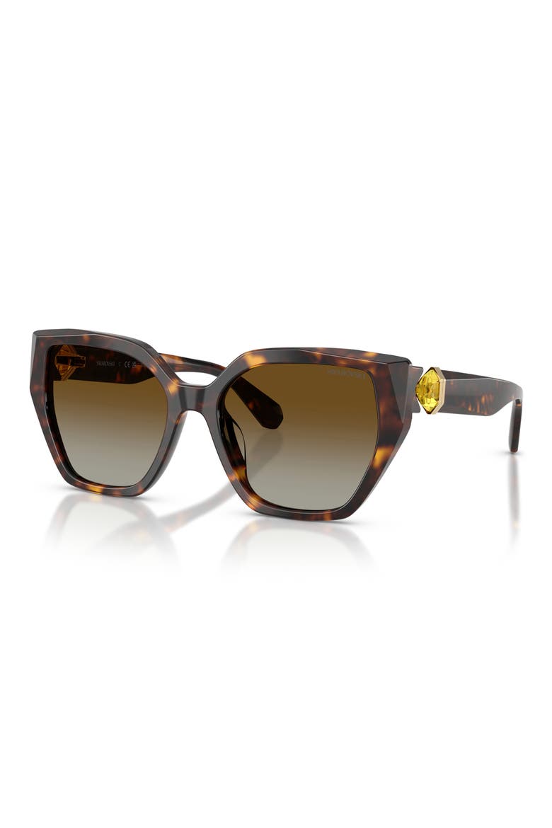 56mm Polarized Irregular Sunglasses, Alternate, color, HAVANA / BROWN GRADIENT POLAR