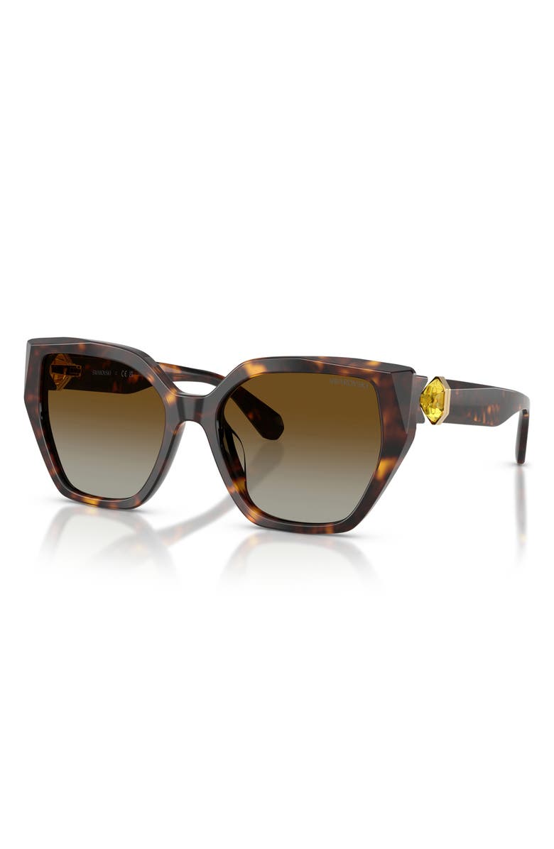 Swarovski 56mm Polarized Irregular Sunglasses, Alternate, color, Havana / Brown Gradient Polar